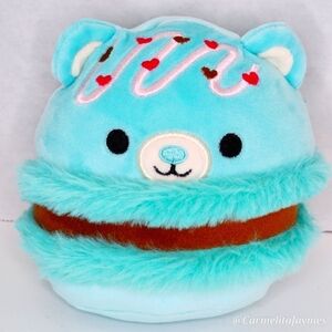 ❤️ BELINDA 🐻 5" Teal Fur Macaron Bear w Hearts Valentine 2025 Squishmallow NWT